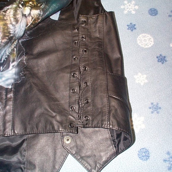 Vintage Nice custom painted leather motorcycle Biker vest of Gray Wolves USA - Picture 5 of 5